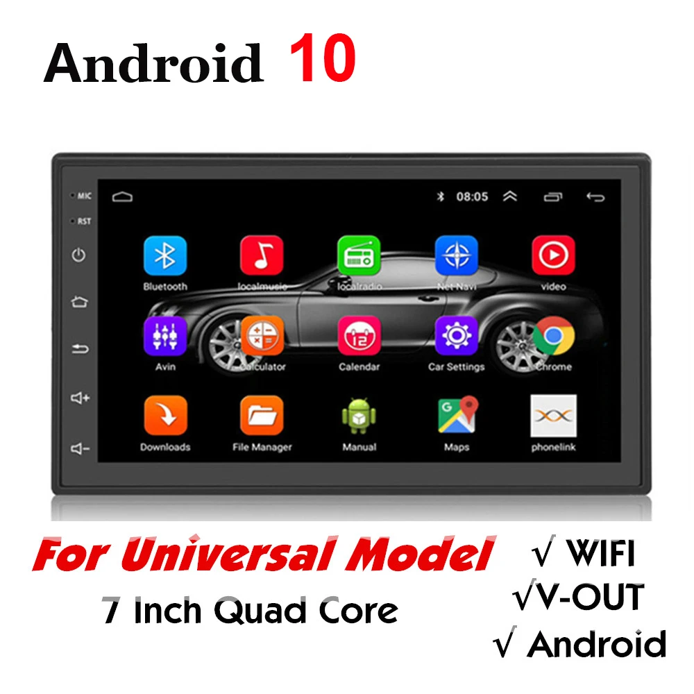 Автомагнитола 2DIN 7 дюймов Bluetooth четырехъядерный процессор Android 10 GPS навигация mp5