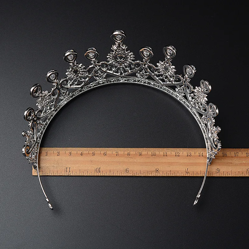 SLBRIDAL сплав Стразы Кристалл Кубический цирконий цветок Свадебная Тиара Принцесса