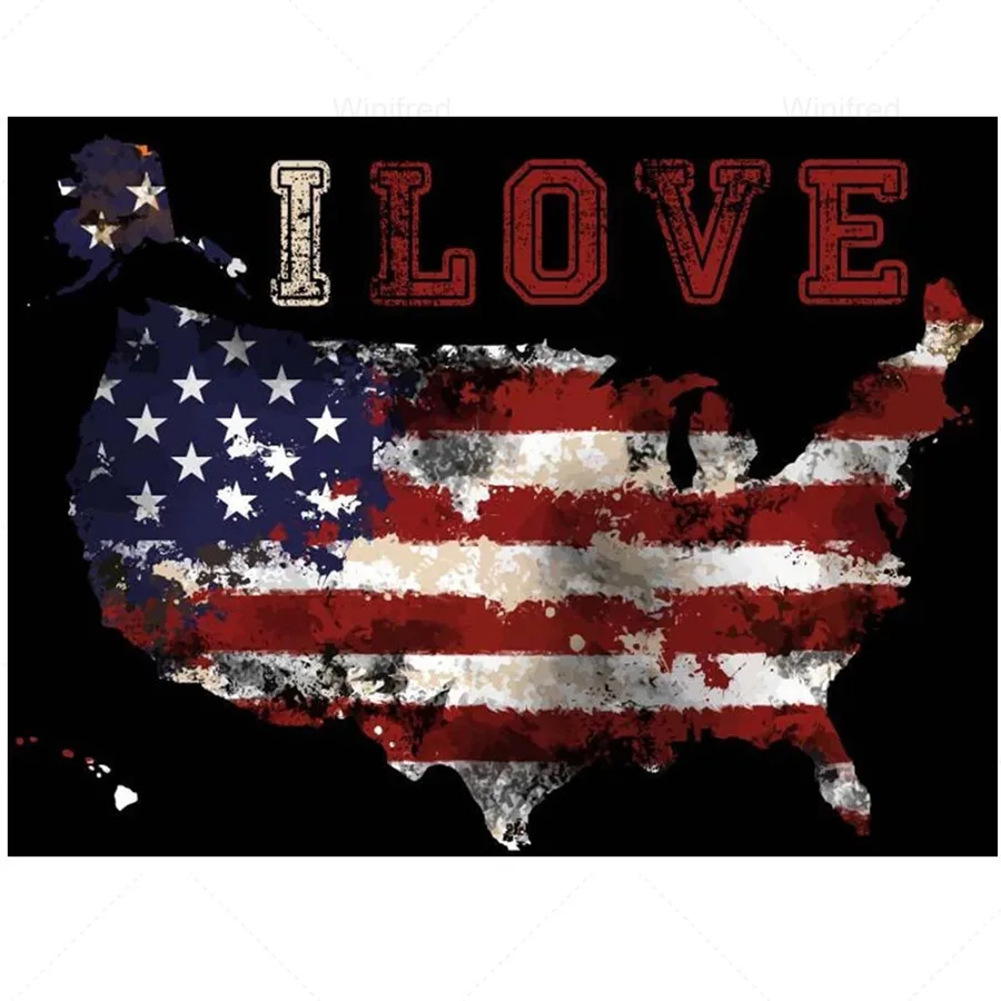 

5D Diamond Painting USA Flag American Map Diamond Mosaic Diy Full Round Diamond Embroidery Cross Stitch Rhinestone Home Decor