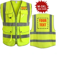 custom your text logo reflective safety vest hi visibility personalized construction work security uniform ansi class 2