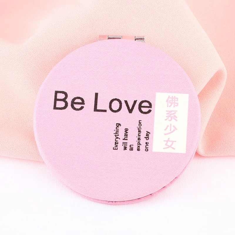 PU Folding Small Mirror Portable Makeup Pocket Mirror Round Mirror - Цвет: 3