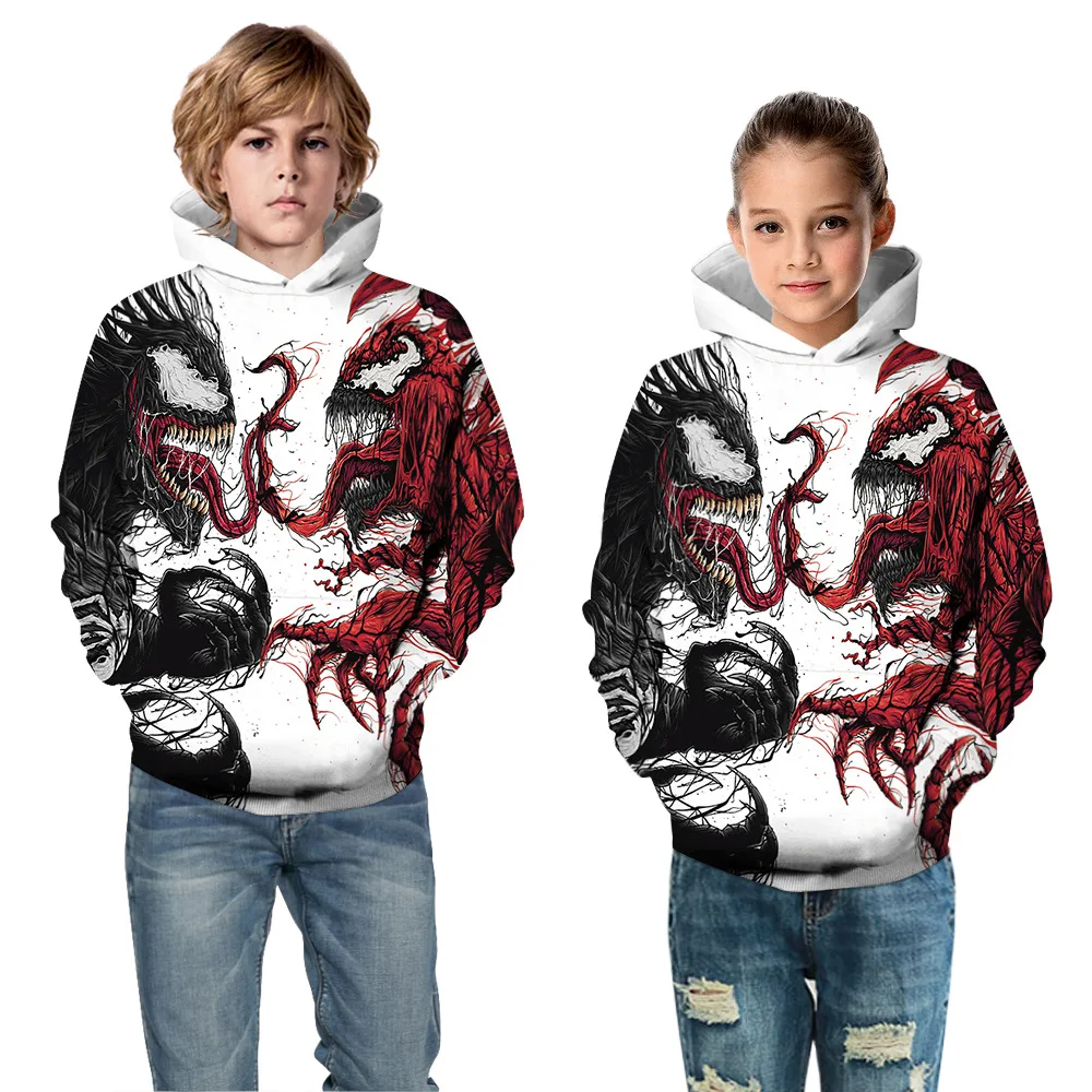 Autumn Winter Children's Hoodies Coat Kids Superhero Printed Sportwear 5-14y Boys Girls Hooded Sweats Child Sports Tops Pullover