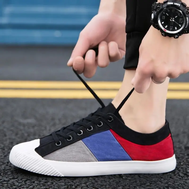 Британский стиль модные мужские парусиновые теннисные туфли US10.5 военно-морской