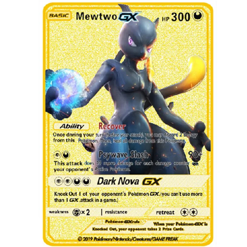 

Latest Pokemon Vmax Gx Shiny Gold Metal Card Fire-breathing Dragon Game Label Team Battle A La Carte Series Children's Toys Mew