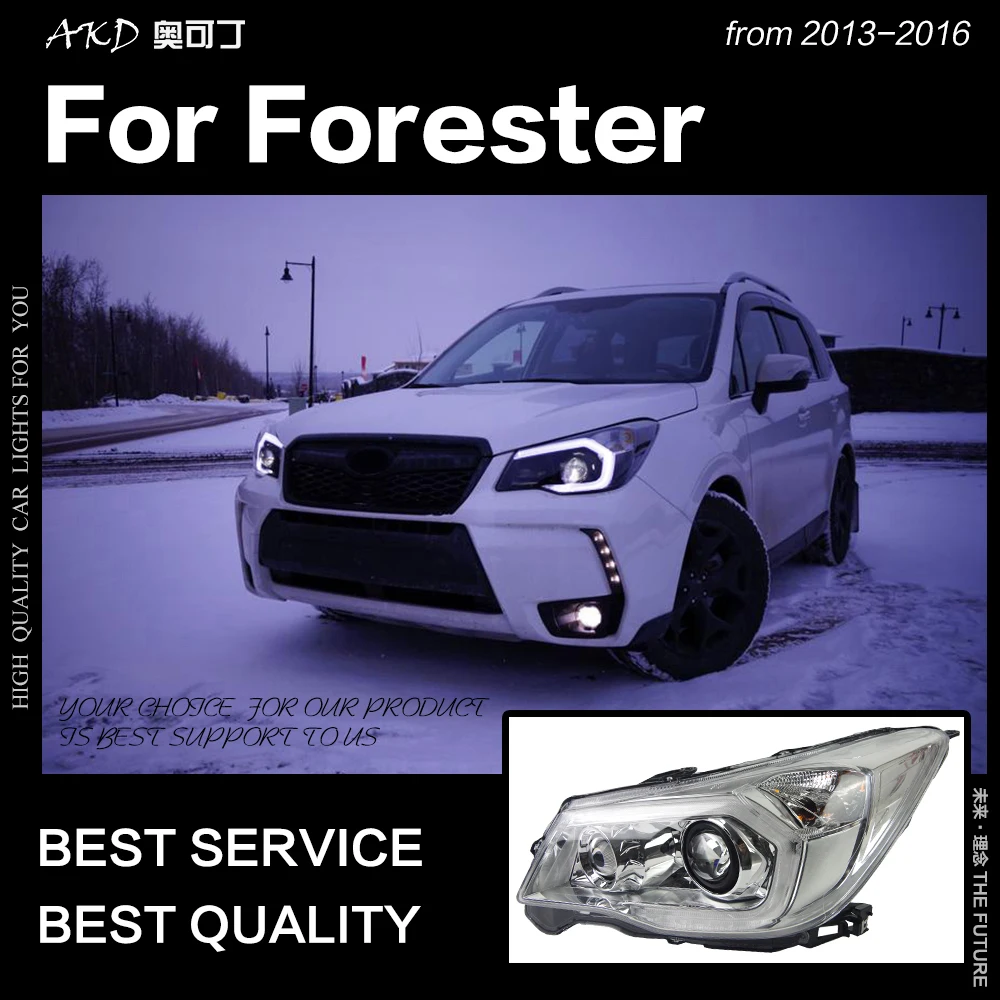 AKD Car Styling Head Lamp for Forester LED Headlight 2013-2016 LED C-Shape Design LED DRL Hid Bi Xenon Auto Accessories
