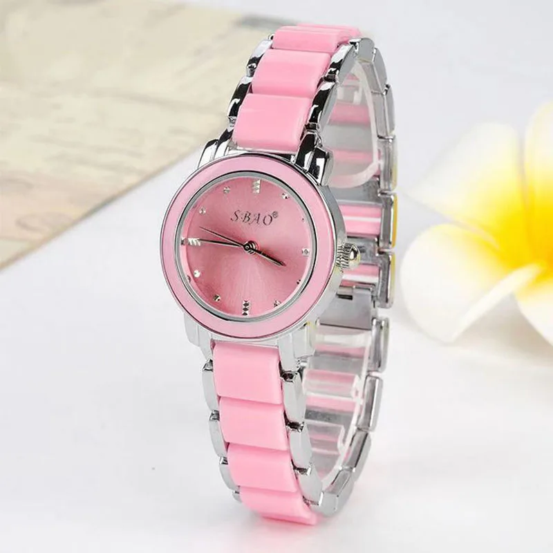 SBAO Brand Lady Watch Elegant pink Ceramics Simple Minimalism Small Narrow Quartz Casual Woman Wristwatch | Наручные часы