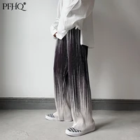 pfhq 2021 new men fashion loose tie dye wide legged high waist slim straight all match drape casual pants autumn winter 21e1166