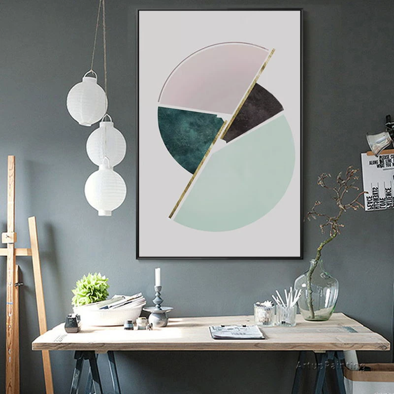 Original canvas painting geometric modern abstract oil large wall pictures for living room quadros cuadros decoracion | Дом и сад