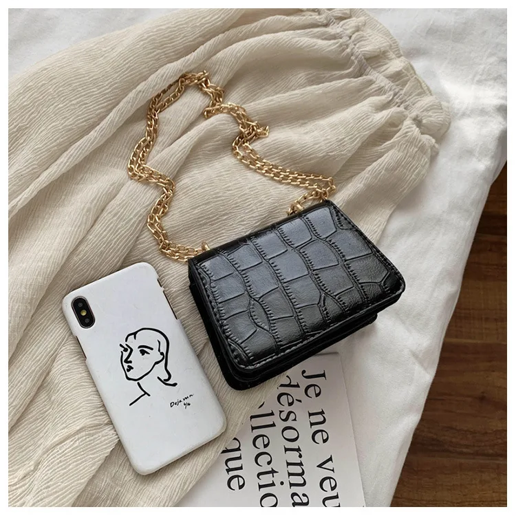 

LILY QUEEN Fashion Shoulder Messenger Bag Women Flap Ladies Metal Chain Alligator PU Leather