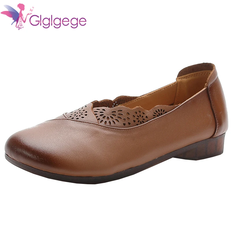 

Glglgege 2021 New Fashion Women Handmade Shoes Genuine Leather Flat Shoes Ladies Flats Mom Working Shoes sapato feminino