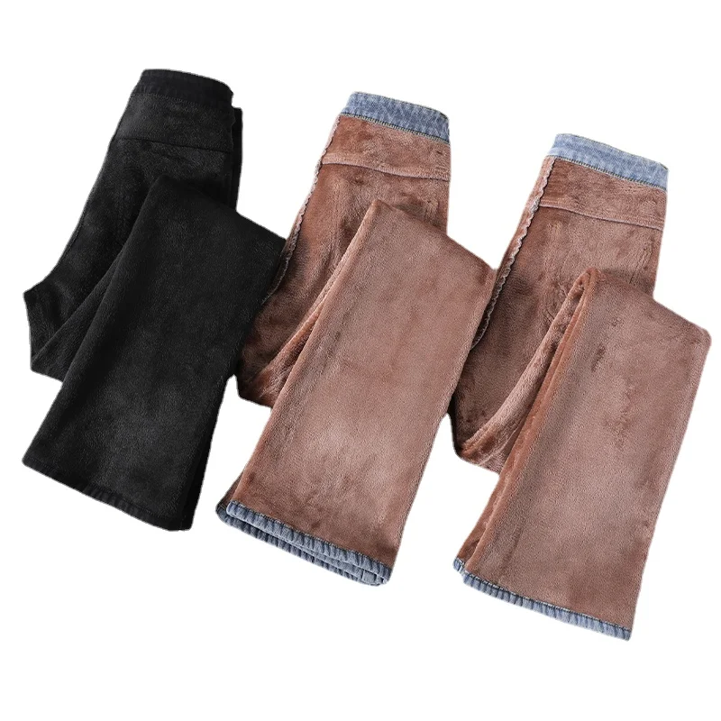 Зимние женские толстые бархатные флисовые теплые Мешковатые расклешенные