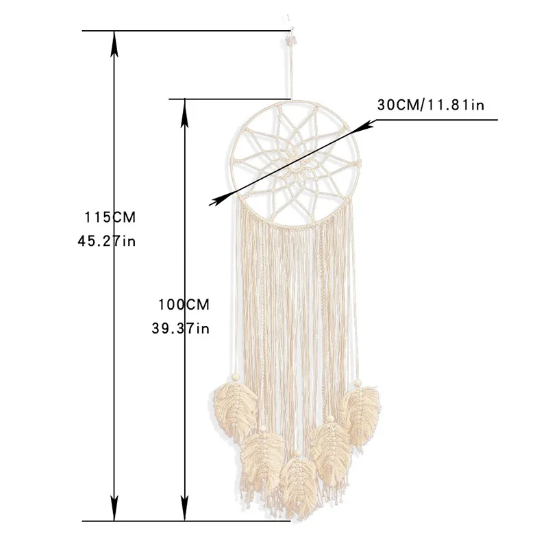 

Hand Woven Cotton Leaves Tapestry Home Wall Hanging Decoration Indian Dream Net Bedroom Living Room Decor Handmade Wall Hanging