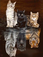 5d diamond painting full round square animal cat diamond embroidery tiger reflection rhinestones mosaic home decor