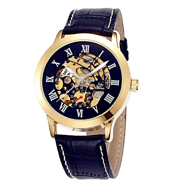 

SHENHUA New Watches Men Relogio Masculino Men's Automatic Mechanical Skeleton Watch Vintage Bronze Wristwatch Male Luxury Clocks