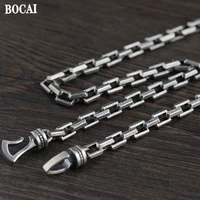 bocai s925 sterling silver necklace 2022 new popular thick thai silver neck chain fashion pure argentum mens womens jewelry