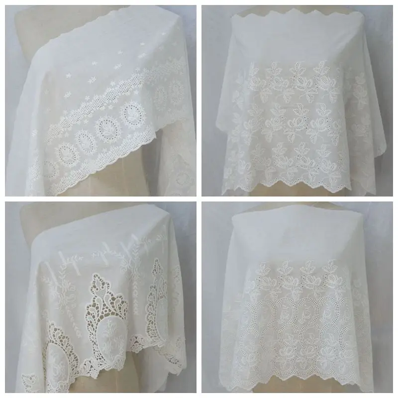 

1meter/lot Super Wide: 27cm/34cm/ 44cm Cotton Cloth Embroidered Lace Fabric Skirt Patchwork Material Good Quality X598
