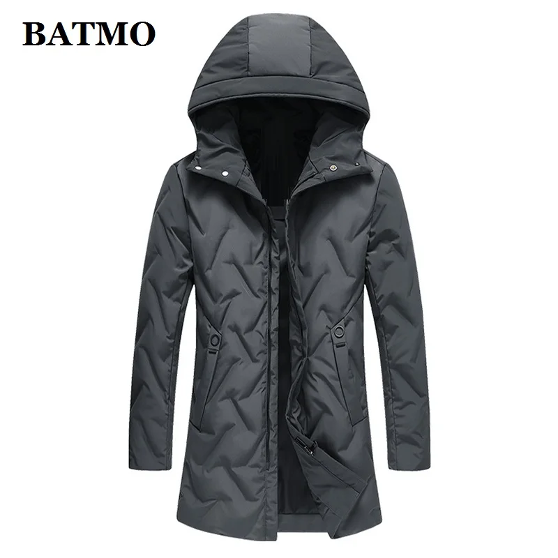 BATMO 90% белые куртки с капюшоном на утином пуху мужские зимние большие размеры GSYR8107