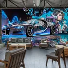 Фотобумага для стен, 3D настенные фотообои, с изображением спортивного автомобиля, уличного граффити, ресторана, клуба, KTV, бара