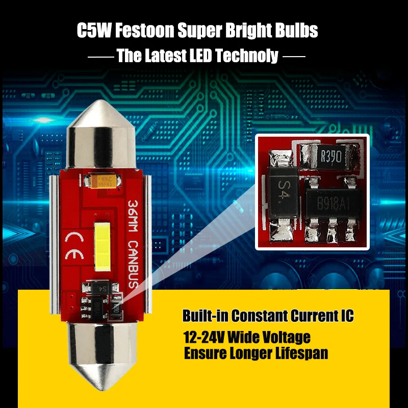 31 мм 36 39 41 автомобильная светодиодная лампа для чтения интерьера C5W гирлянда