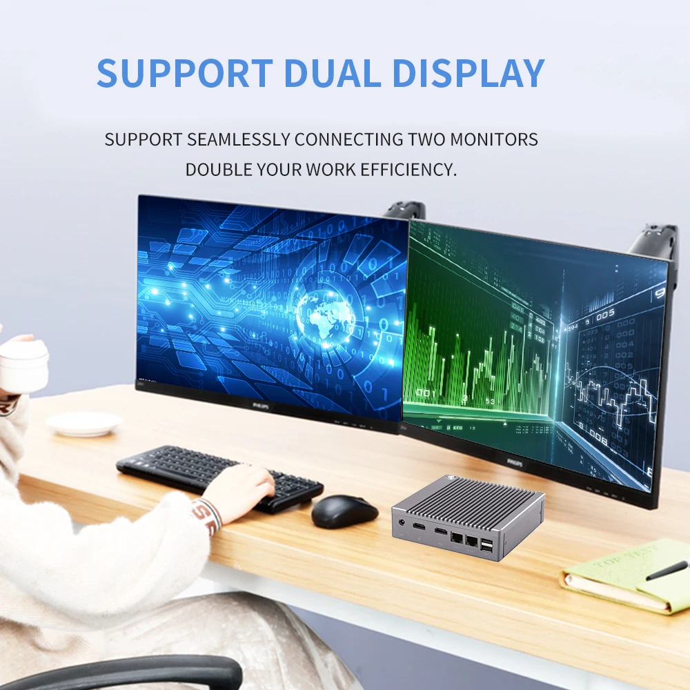 K6 F13 Intel мини ПК безвентиляторный маленький компьютер N2940 четырехъядерный Windows 10 Pro