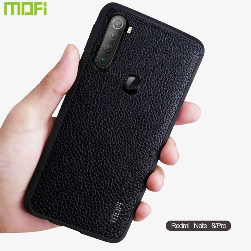 Чехол Mofi для Xiaomi Redmi Note 8 Pro кожаный деловой чехол 8T мягкая рамка Черный Коричневый