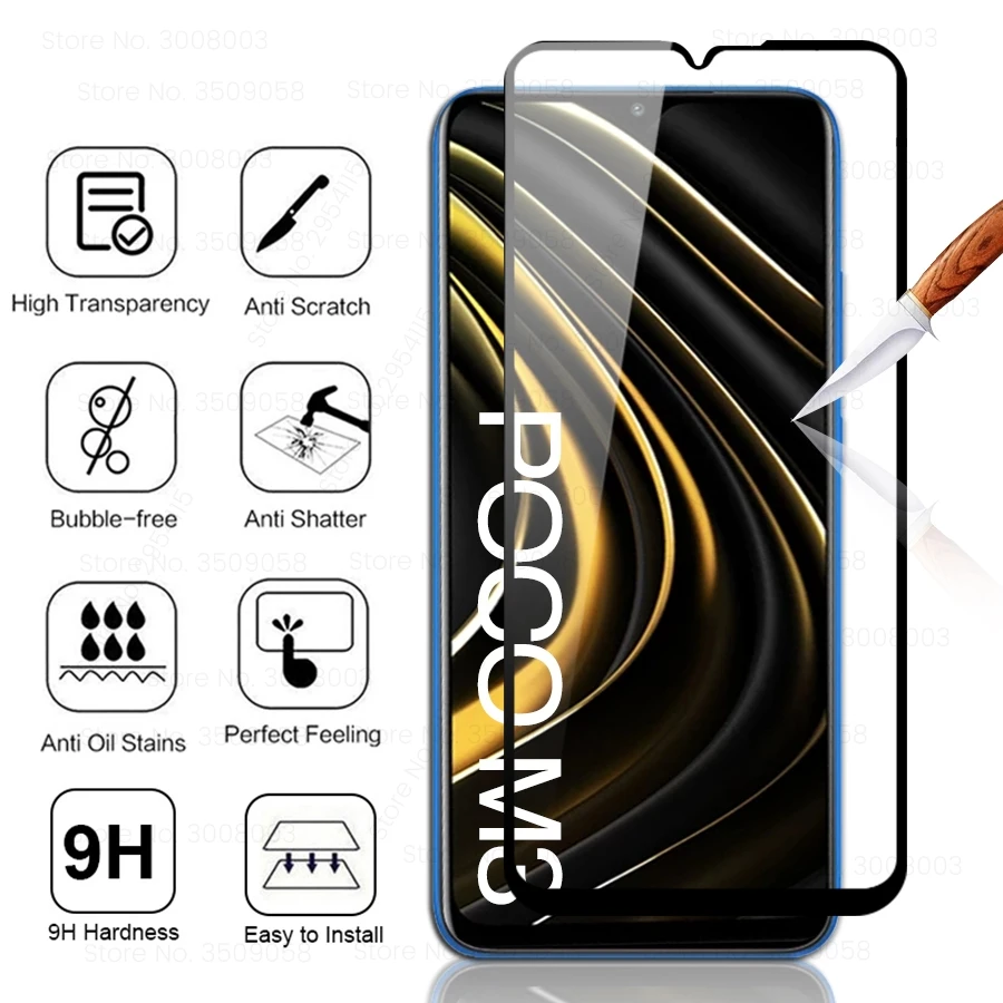 2 шт. 9d полное клеевое покрытие защита экрана pocom3 закаленное стекло для xiaomi pocophone