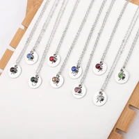 european and american birthstone twelve constellations necklace mirror stainless steel lucky birthstone guardian constellations