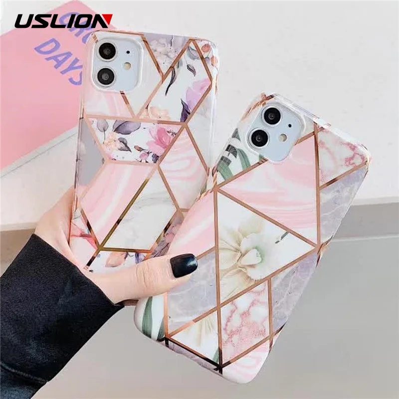 Силиконовый чехол USLION с мраморным рисунком для iPhone 11 Pro Max Xs X XR 6 6s 7 8 Plus|Бамперы| |