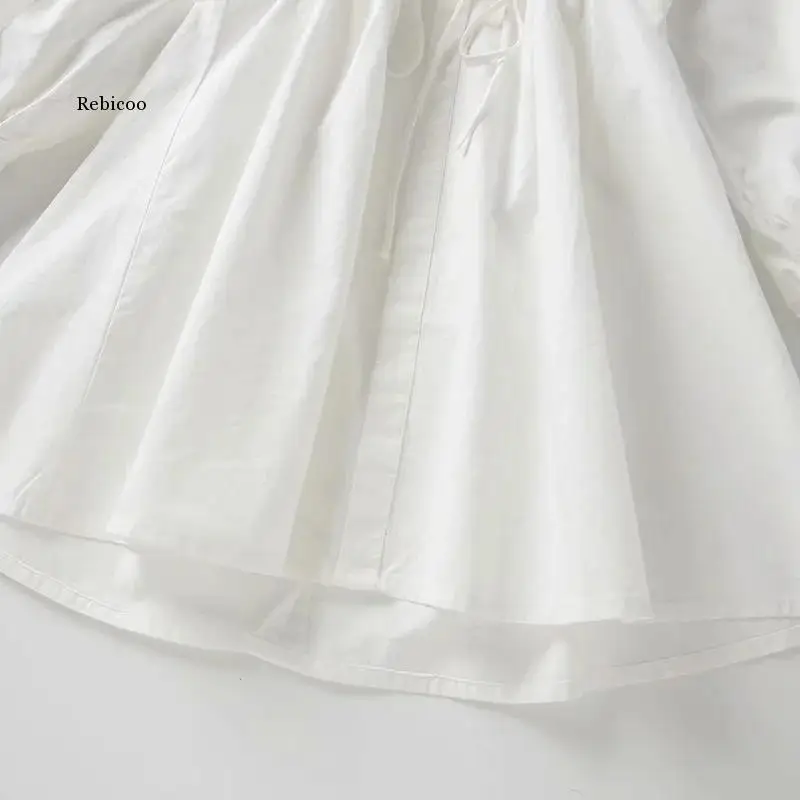 

Summer Fashion Lace Dress Women Collar Empire Pure Color Shirt Cotton Shirt A-Line Skirt