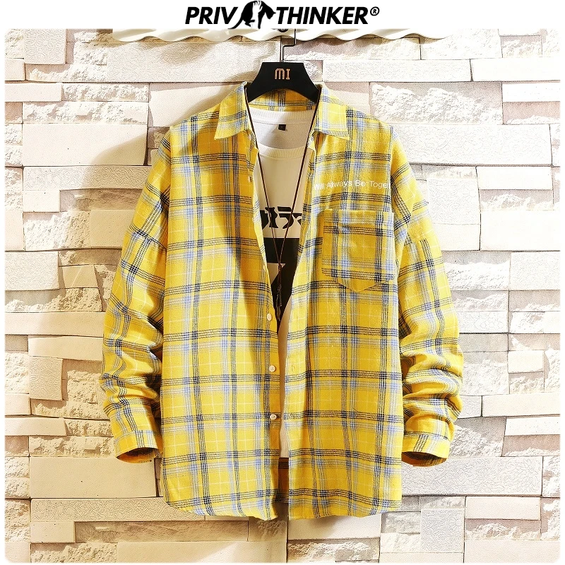 Privathinker повседневная мужская клетчатая рубашка весна осень рубашки для мужчин s