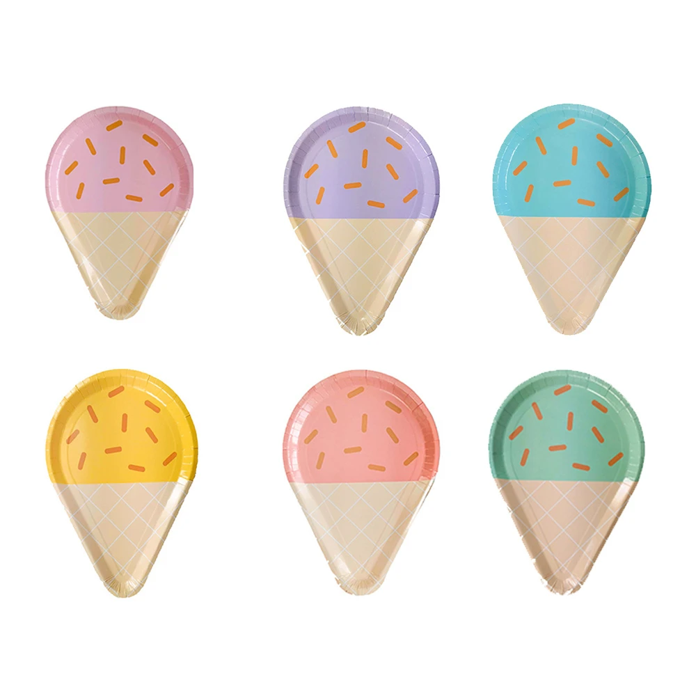 8 шт. набор разноцветной посуды из серии мороженого товары вечерние бумажная