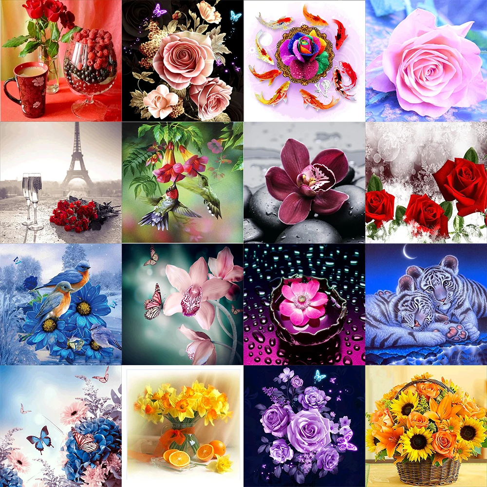 

Алмазная 5D Вышивка «сделай сам», мозаика с рисунком цветов, птиц, картина для домашнего декора, подарок, круглая алмазная живопись, наборы дл...