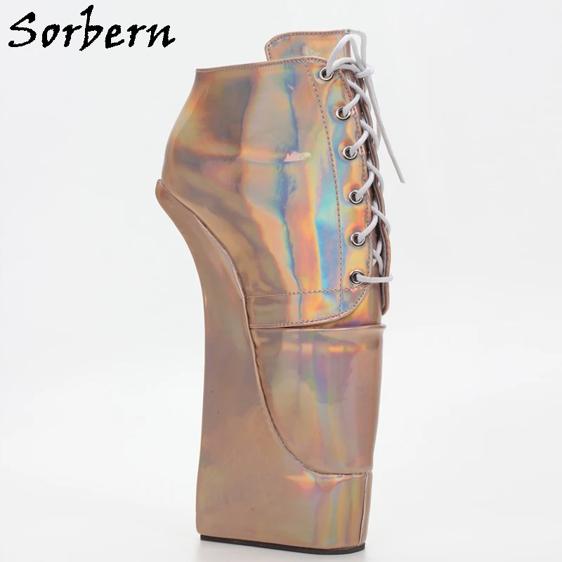 

Sorbern Holograph Ballet Heelless Shoes Women Pump Ballet Hoof Platform Lace Up Bdsm Fetish High Heel Unisex Shoe Play Fun Shoe