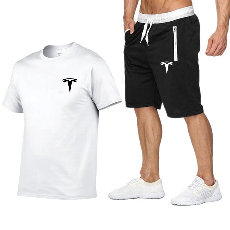 

2021 popular new cotton men's T-shirt + Sports Shorts Set summer high quality cotton T-shirt sports running set