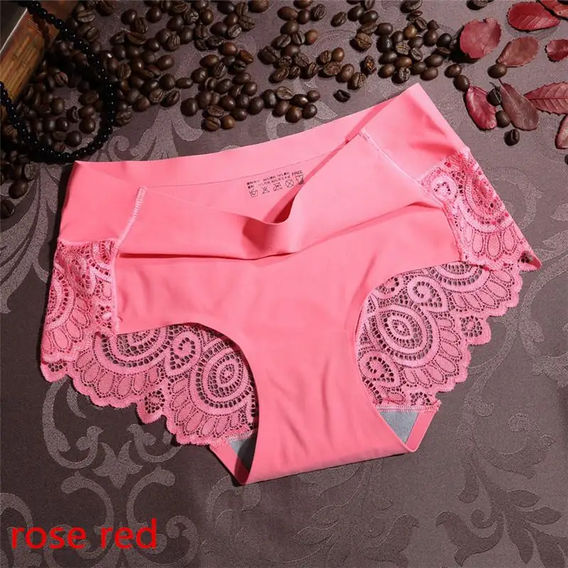 Rose Red Женские трусы кружевные сексуальные трусы Бесшовные дышащие хлопковые трусы женское нижнее белье ropa interior femenina плюс размер - Цвет: Rose Red