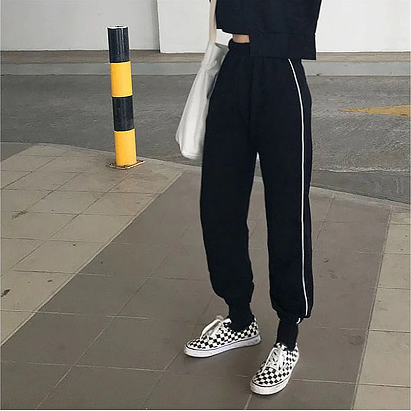 Теплые спортивные штаны для женщин зимние корейские утепленные с полосками