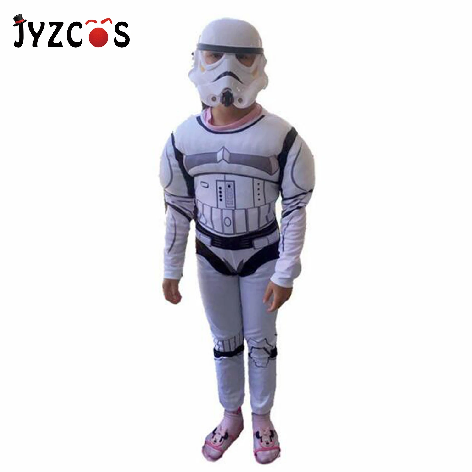 JYZCOS Звездные войны Клон солдат белый Storm Commando мужской мышечный костюм Детский