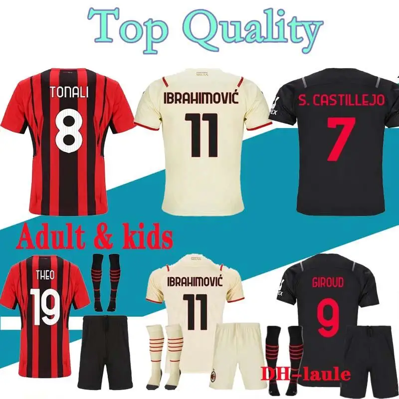 

New Milanes Men set 21 22 Adult soccer jersey custom 2021 2022 kids kit tonalis home away third football Shirts