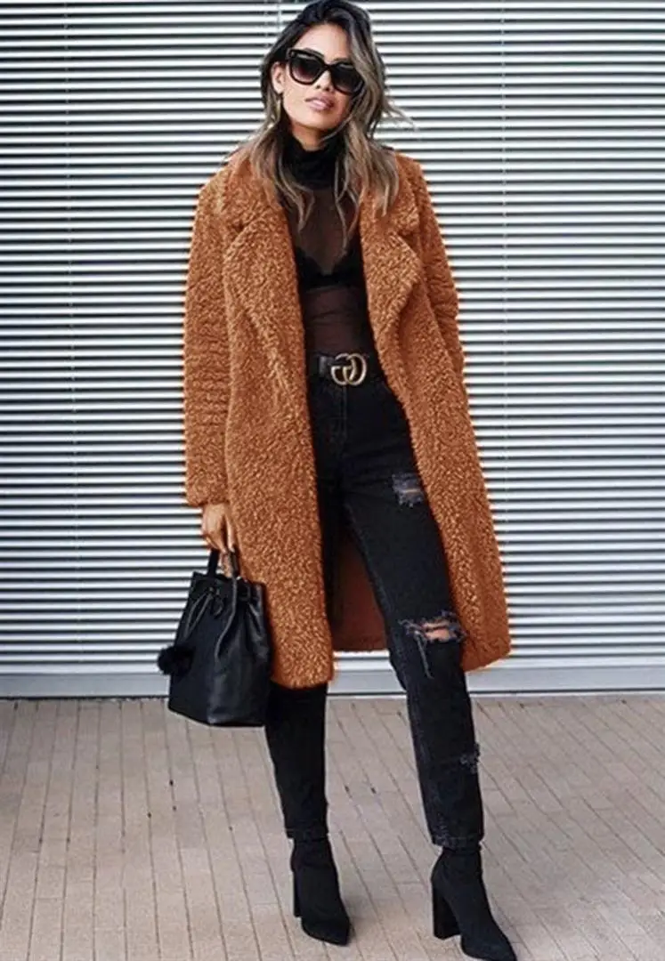 

New product Autumn Winter warm faux fur coats New lapel Large size Women Long sleeve Lamb fur coats Teddy bear coat 1938