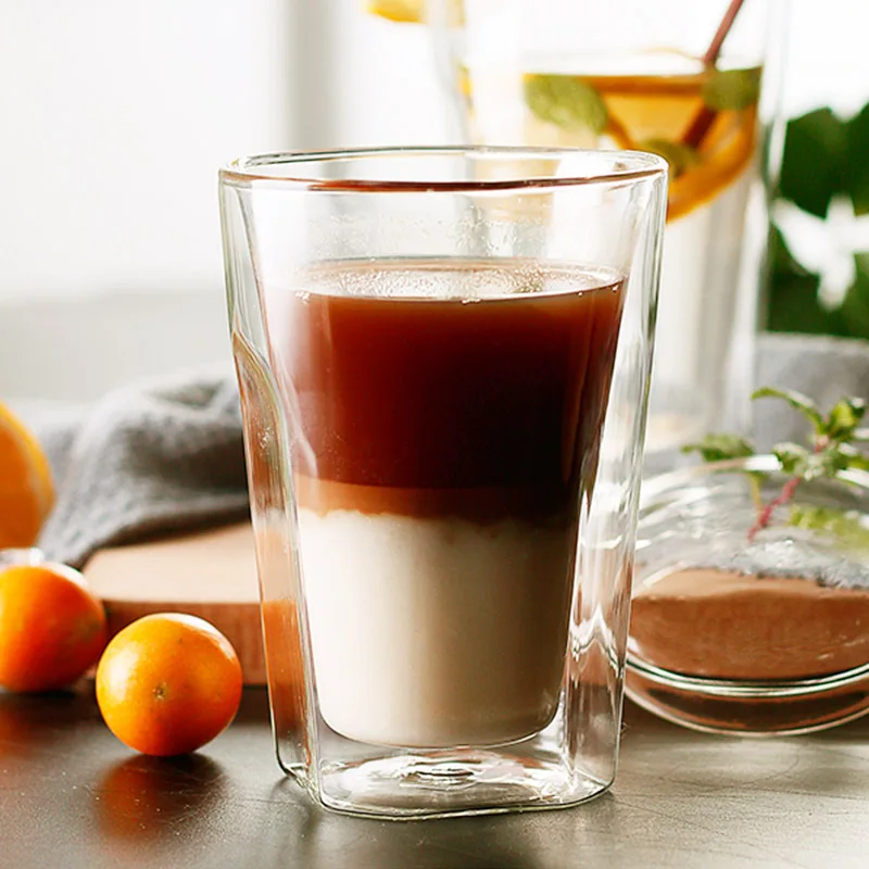 Двойная Стенка стеклянная креативная кофейная чашка кружки для сока молоко кафе