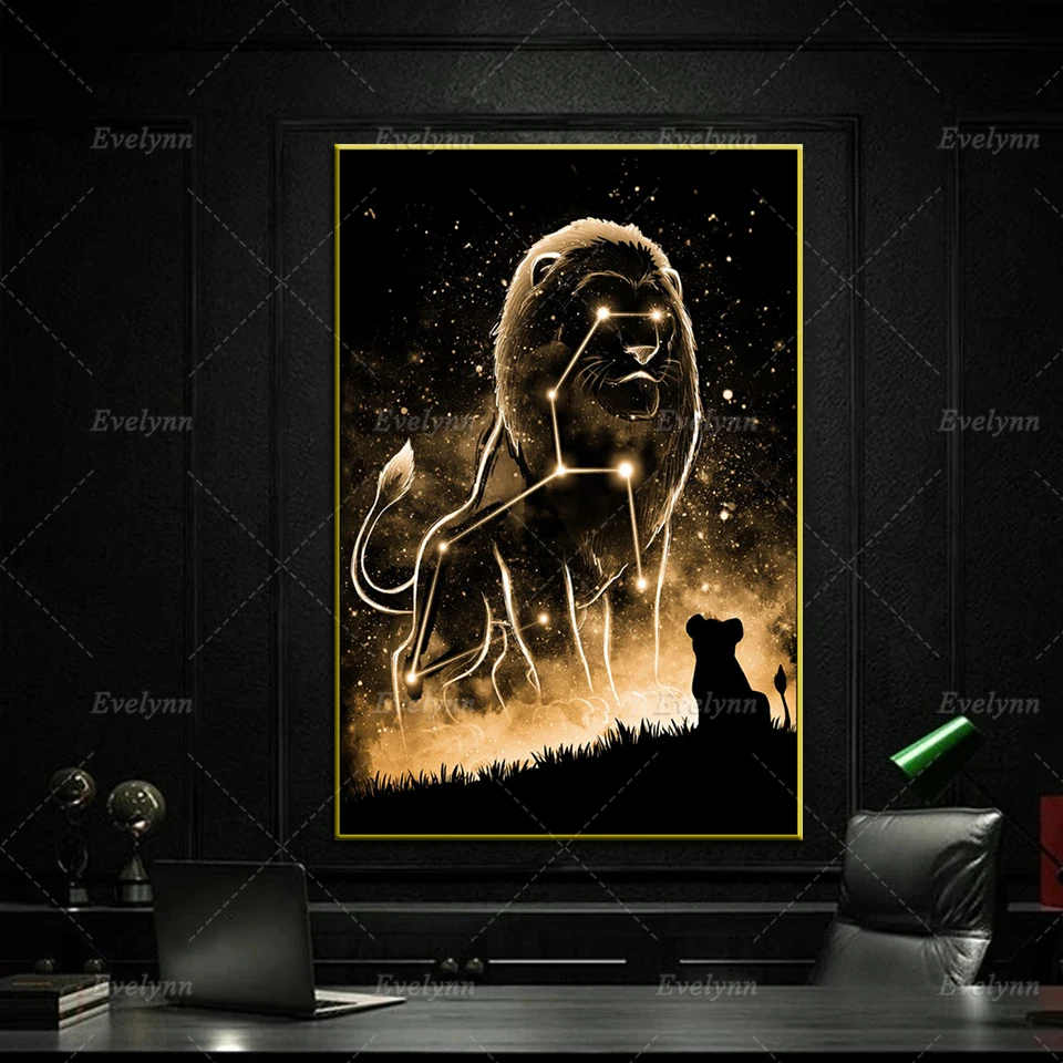 

Nordic Abstract Lion Neon Kings Painting Posters And Prints On Canvas Hd Wall Art Modular Pictures Living Room Decoration Frame