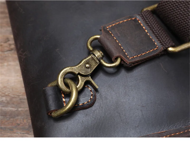 Retro fashion designer natural crazy horse leather men small square bag simple casual first layer cowhide shoulder messenger bag