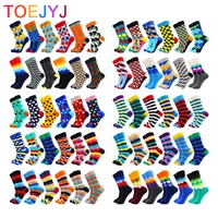 6 12 pairs colorful cotton fashion casual women and men funny socks stripe grid geometry fun dress socks