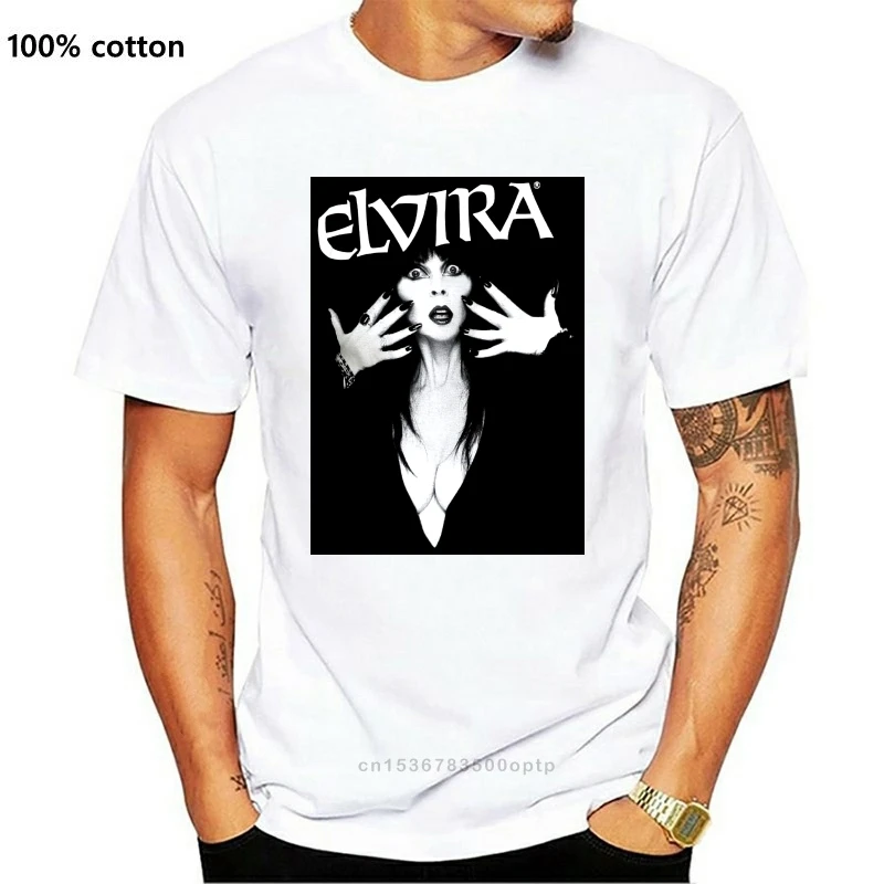 

Модная хлопковая Мужская футболка с принтом, футболка с удивленной мастером темноты Elvira, мужские Забавные футболки