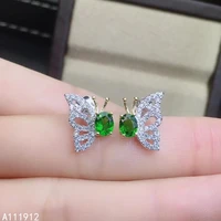 kjjeaxcmy fine jewelry natural diopside 925 sterling silver women earrings new ear studs support test exquisite