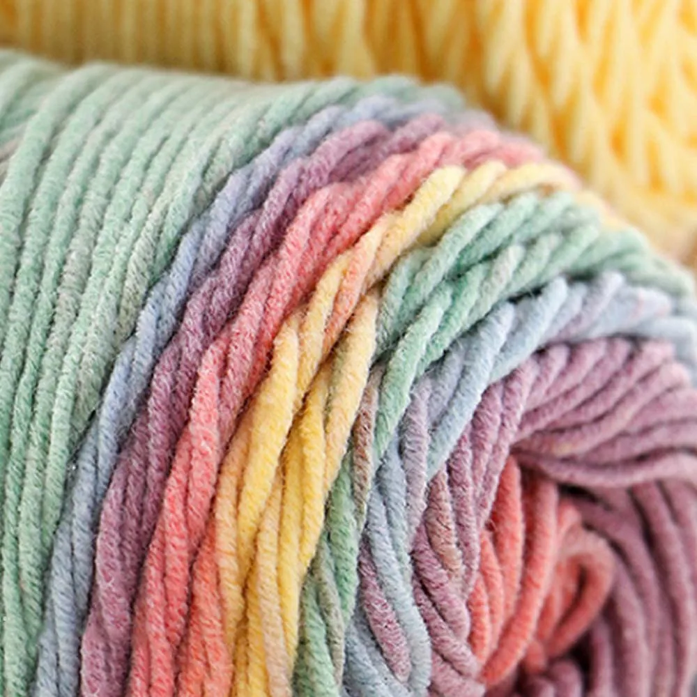

193m Wool Yarn Rainbow Segment Dyed Handmade Knitted DIY Crafts Baby 5 Strand Milk Yarn Sweater Hat Scarf Sofa Cushion Yarn