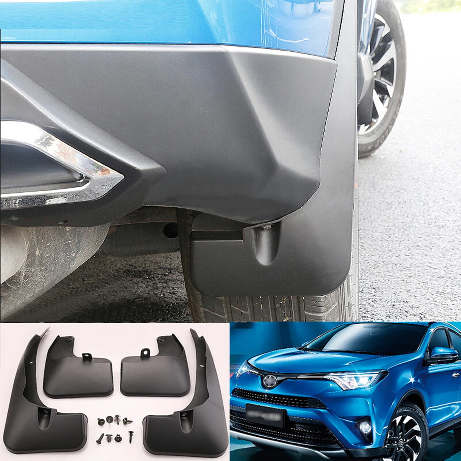 

4Pcs Set Molded Car Mudguard For Toyota RAV4 2016 2017 2018 Front Rear Fender Flares Mud Flaps Splash Guard Protection Wheel lip