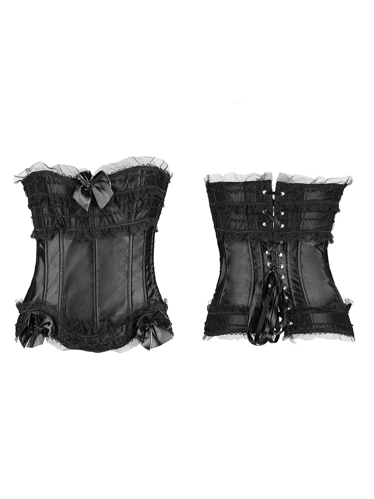 070 размера плюс Корректирующее белье со шнуровкой сатиновый корсет с косточками