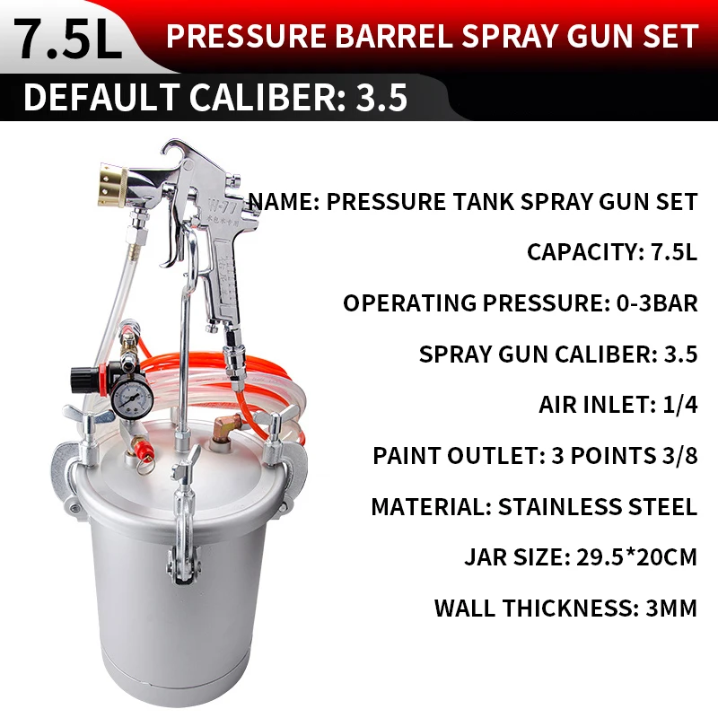 

7.5L воды в воде красочные Краски пистолет-распылитель Давление Нержавеющая сталь ведро Краски латекс Краски Мрамор пневматического распыл...
