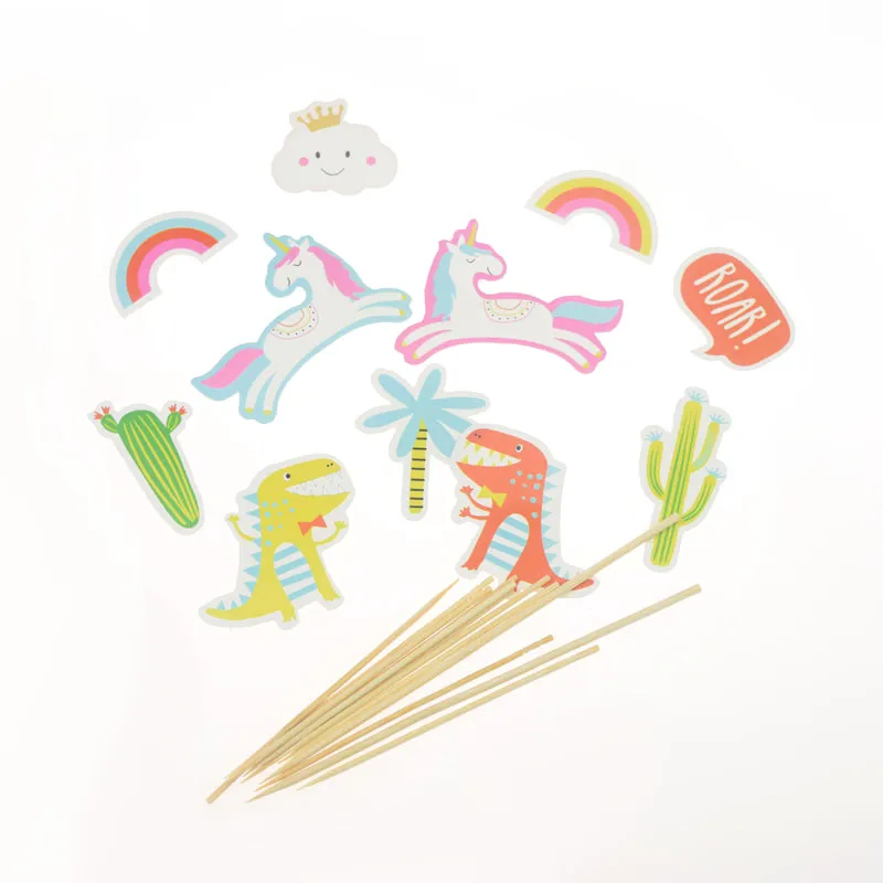

Cake Topper Flags Rainbow Cactus Cupcake Topper Kids Happy Birthday Decoration Wedding Baby Shower Baking Party DIY Decor Xmas